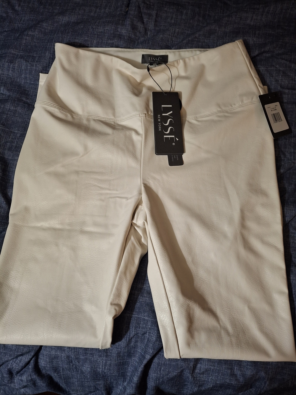 LYSSÉ Cream High-Waist Faux Leather Leggings